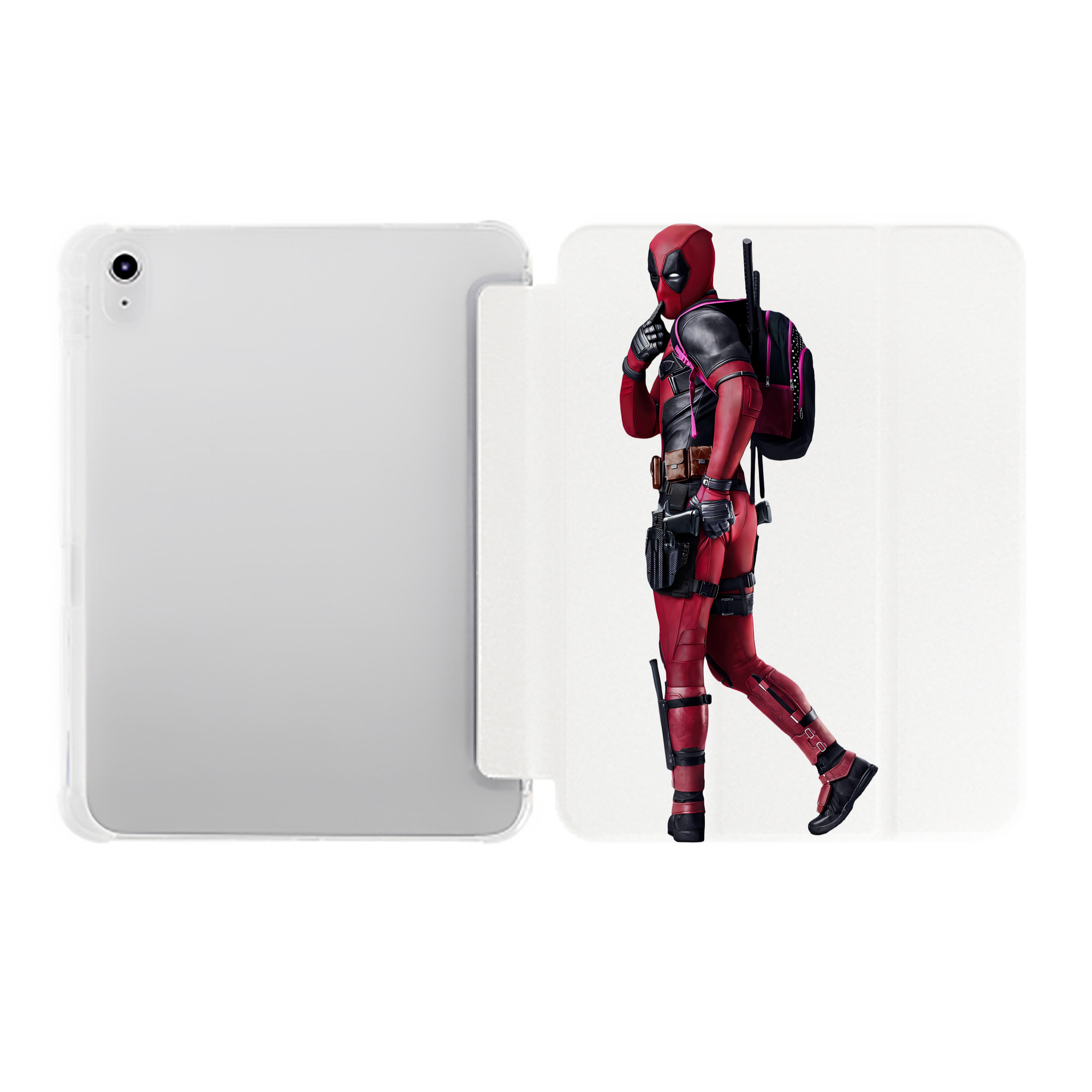 （画像用） Deadpool デッドプール IPad ケース ペン収納付き 三つ折りスタンド PUレザー×シリコン 対応機種9.5/10.5/10.9インチ